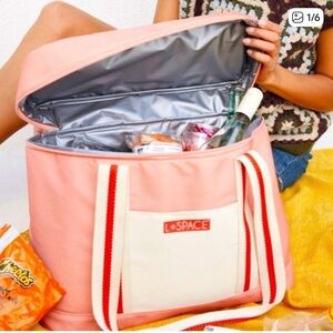 L*Space Pink and Cream Insulated Tote